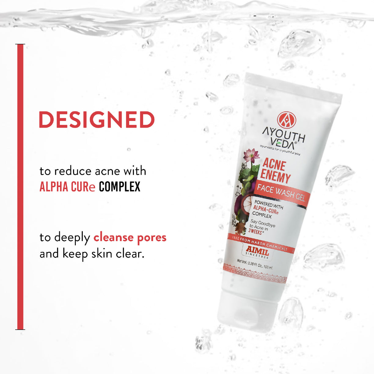 Ayouthveda Acne Enemy Face Wash Gel for Acne & Pimples | Sulfate-Free - 100ml
