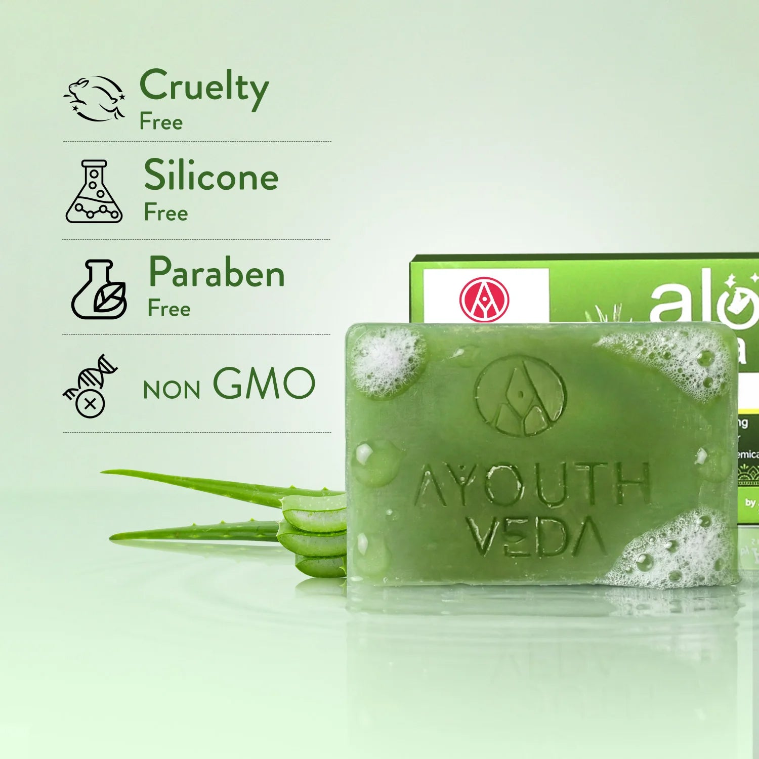 Ayouthveda Aloe Vera Bathing Soap | Handmade Soap Suitable for Both Men and Women - 100g