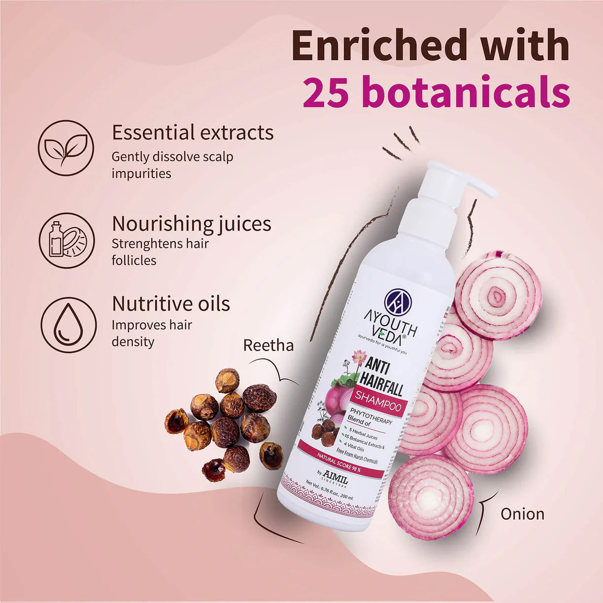 Ayouthveda Anti-Hair Fall Shampoo with Onion and Coffee - 200ml