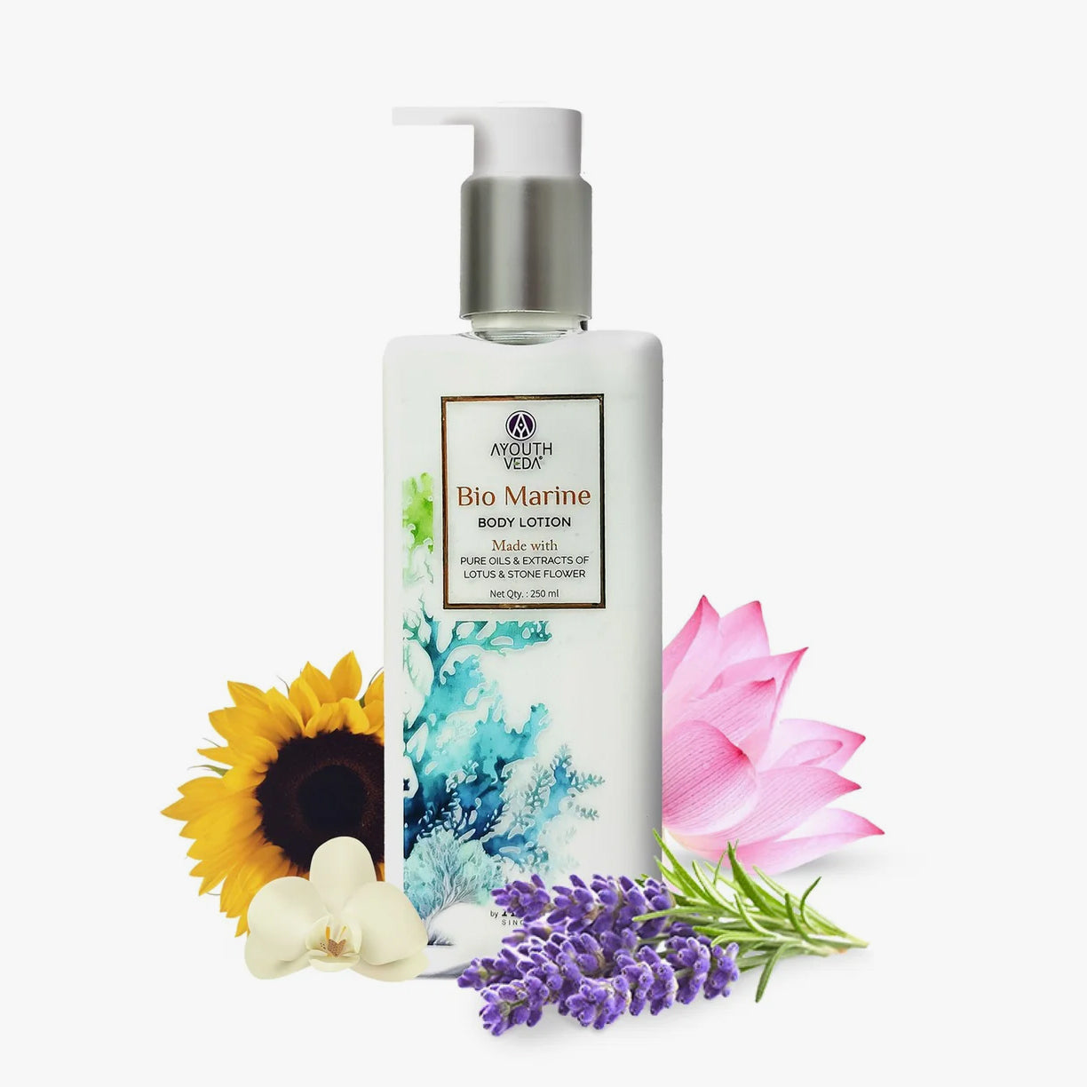 Ayouthveda Bio Marine Body Lotion with Lotus & Stone Flower | Lightweight, Non-Greasy - 250ml