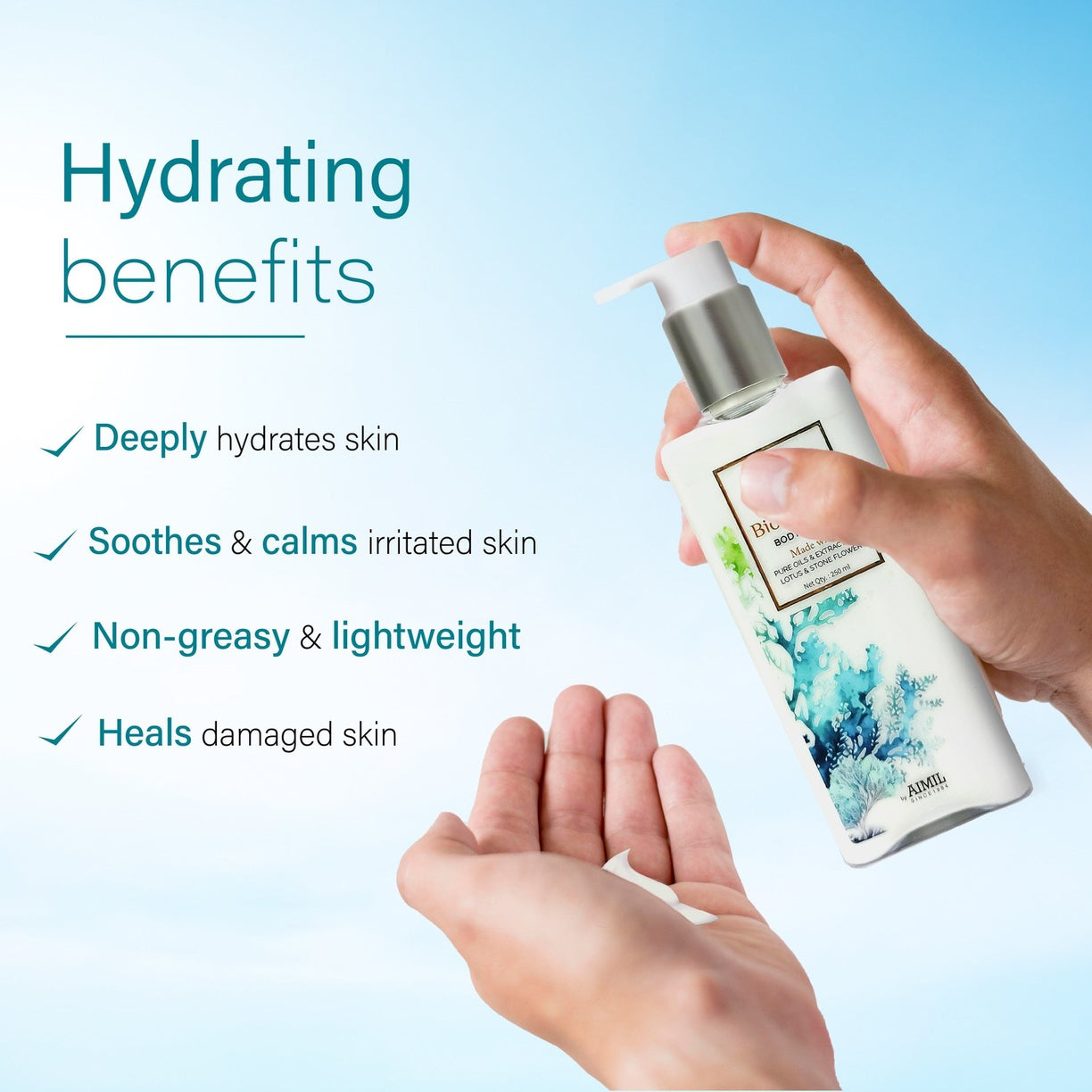 Ayouthveda Bio Marine Body Lotion with Lotus & Stone Flower | Lightweight, Non-Greasy - 250ml
