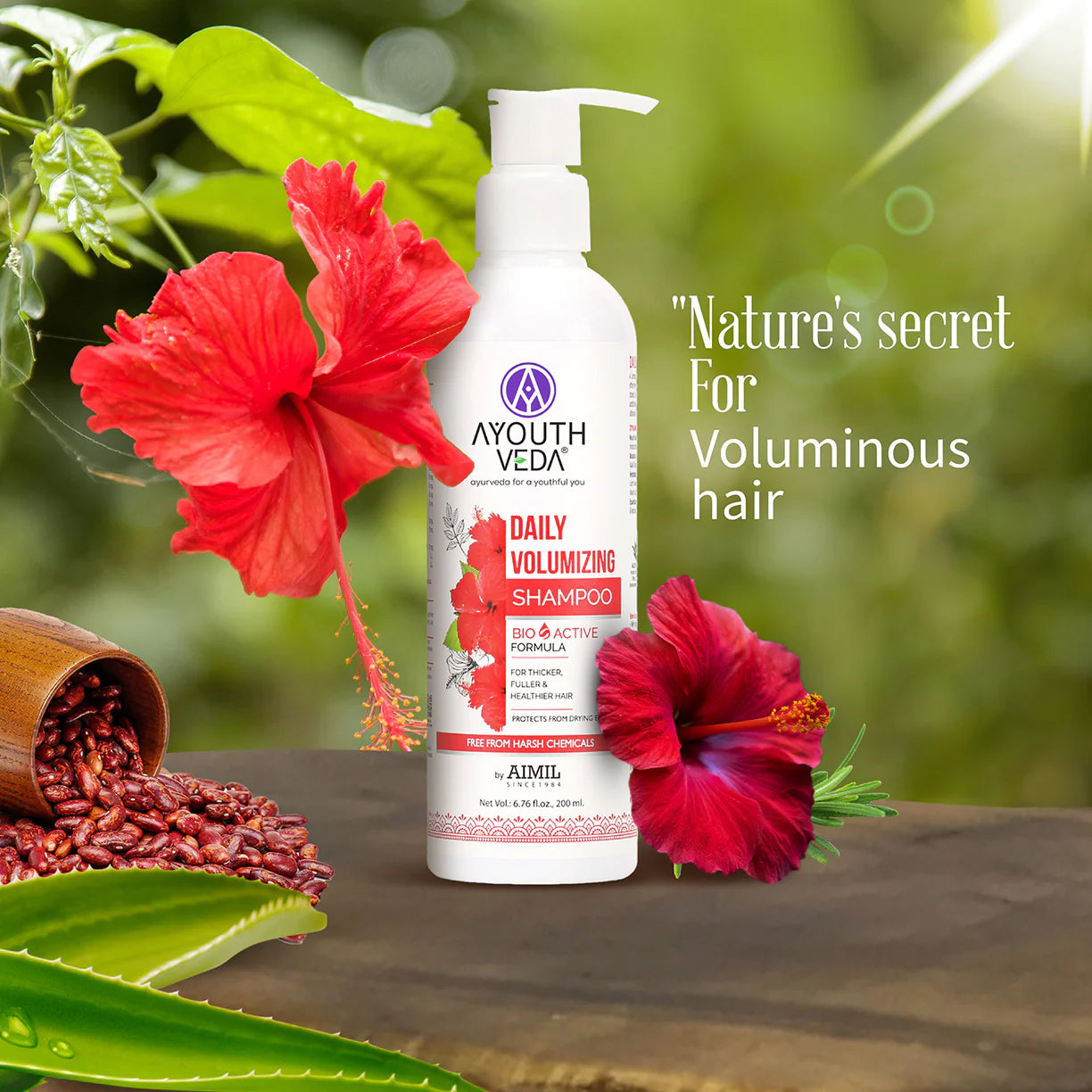 Ayouthveda Daily Volumizing Shampoo, Bio-Active Formula For Thicker Fuller & Healthier Hair - 200ml