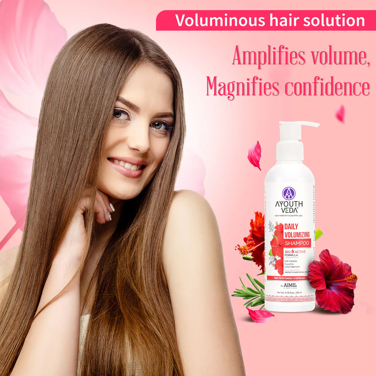 Ayouthveda Daily Volumizing Shampoo, Bio-Active Formula For Thicker Fuller & Healthier Hair - 200ml