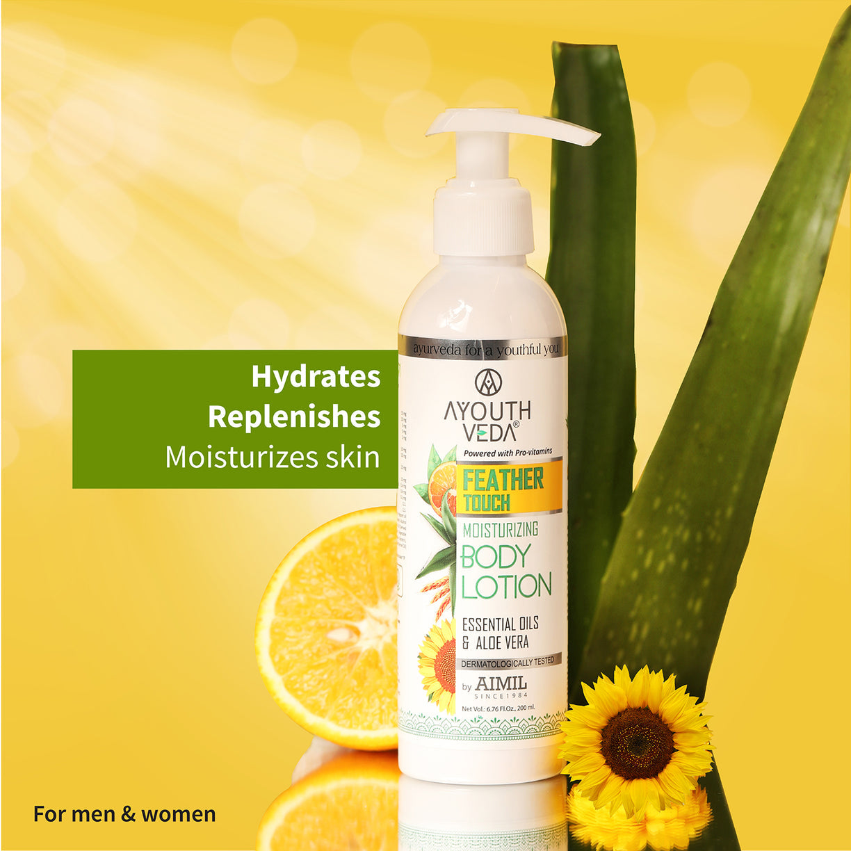 Ayouthveda Feather Touch Moisturizing Body Lotion With Aloe Vera | Helps to Repair Damage Skin - 200ml
