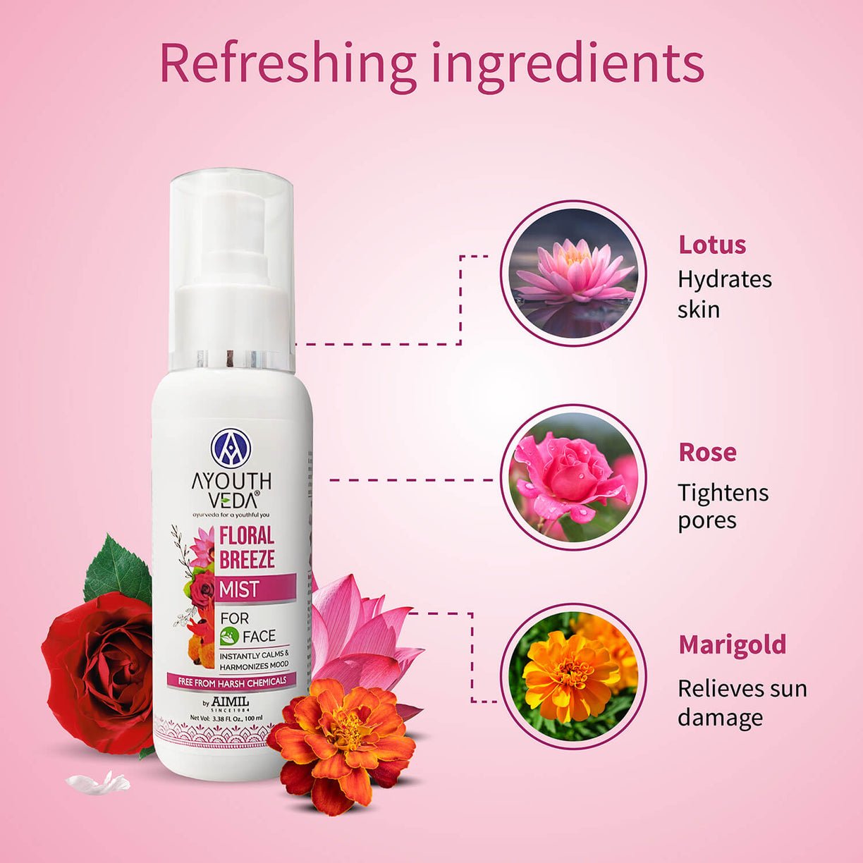 Ayouthveda Floral Breeze Mist to Keep Your Skin Hydrated All Day - 100ml