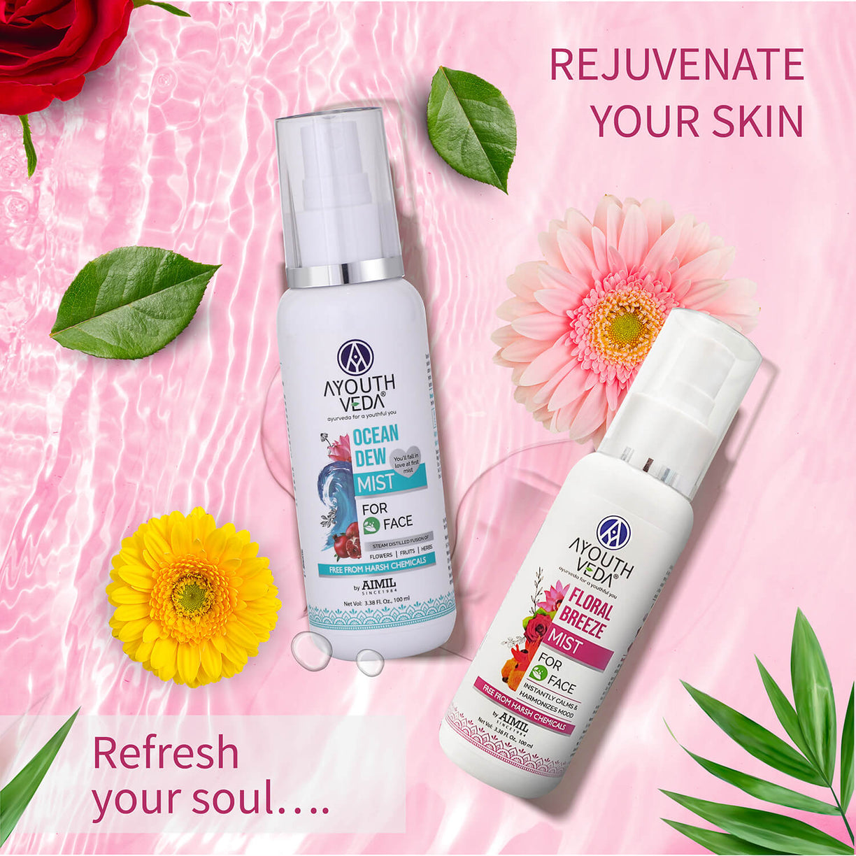 Ayouthveda Floral Breeze Mist to Keep Your Skin Hydrated All Day - 100ml