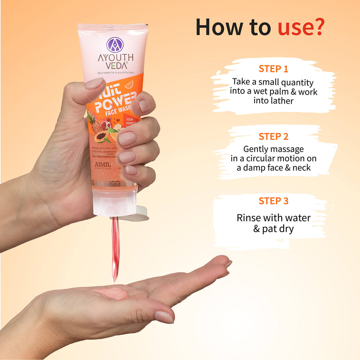 Ayouthveda Fruit Power Face Wash Gel | Refreshing Cleanser That Removes Dirt, Improves Skin Texture & Natural Glow - 100ml