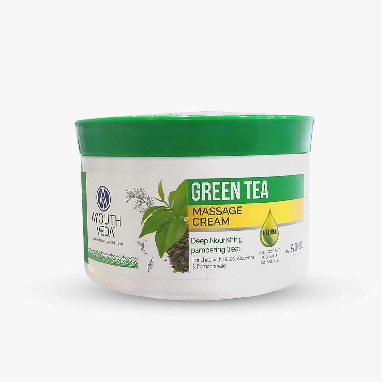 Ayouthveda Green Tea Massage Cream for Deep Nourishing Skin - 500g