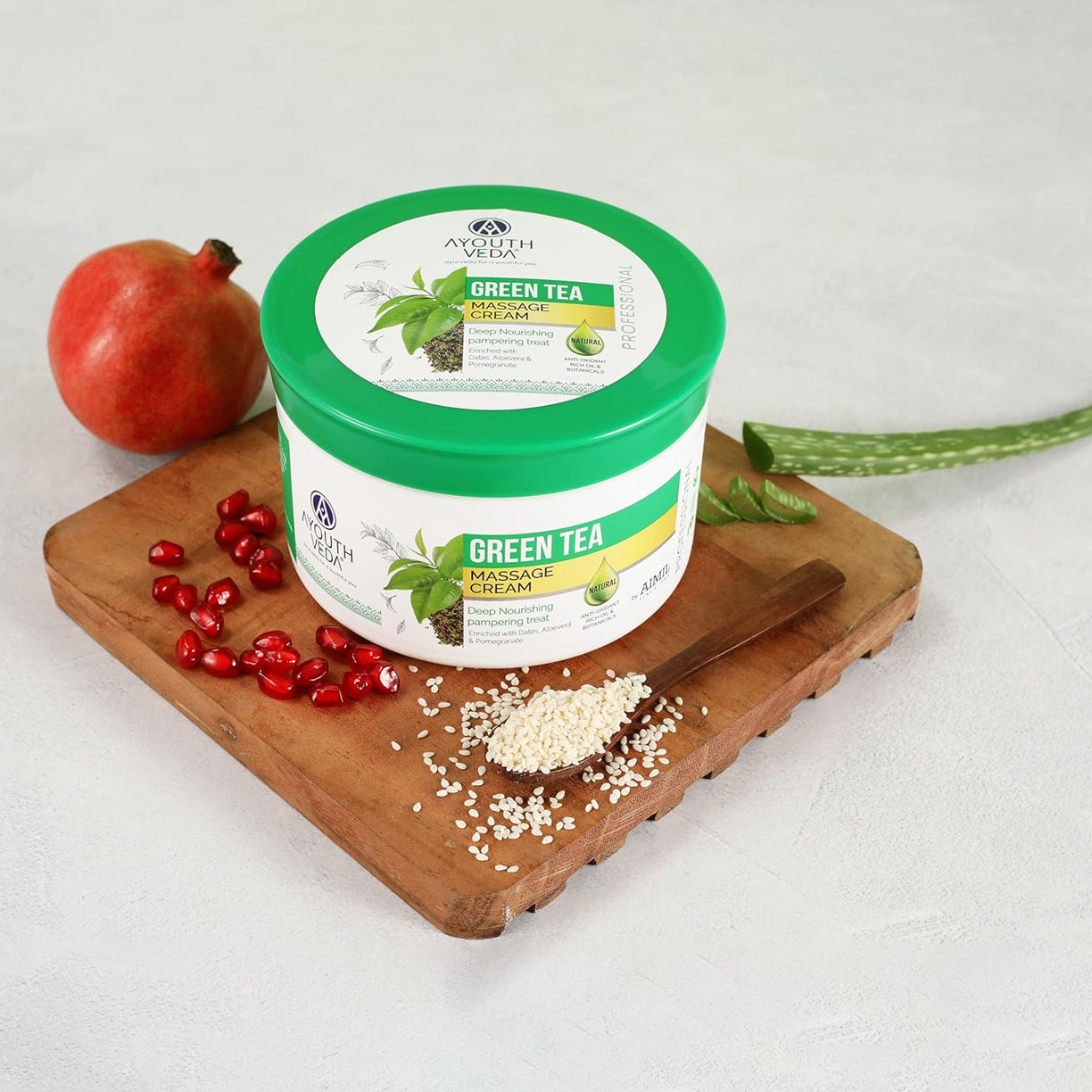 Ayouthveda Green Tea Massage Cream for Deep Nourishing Skin - 500g
