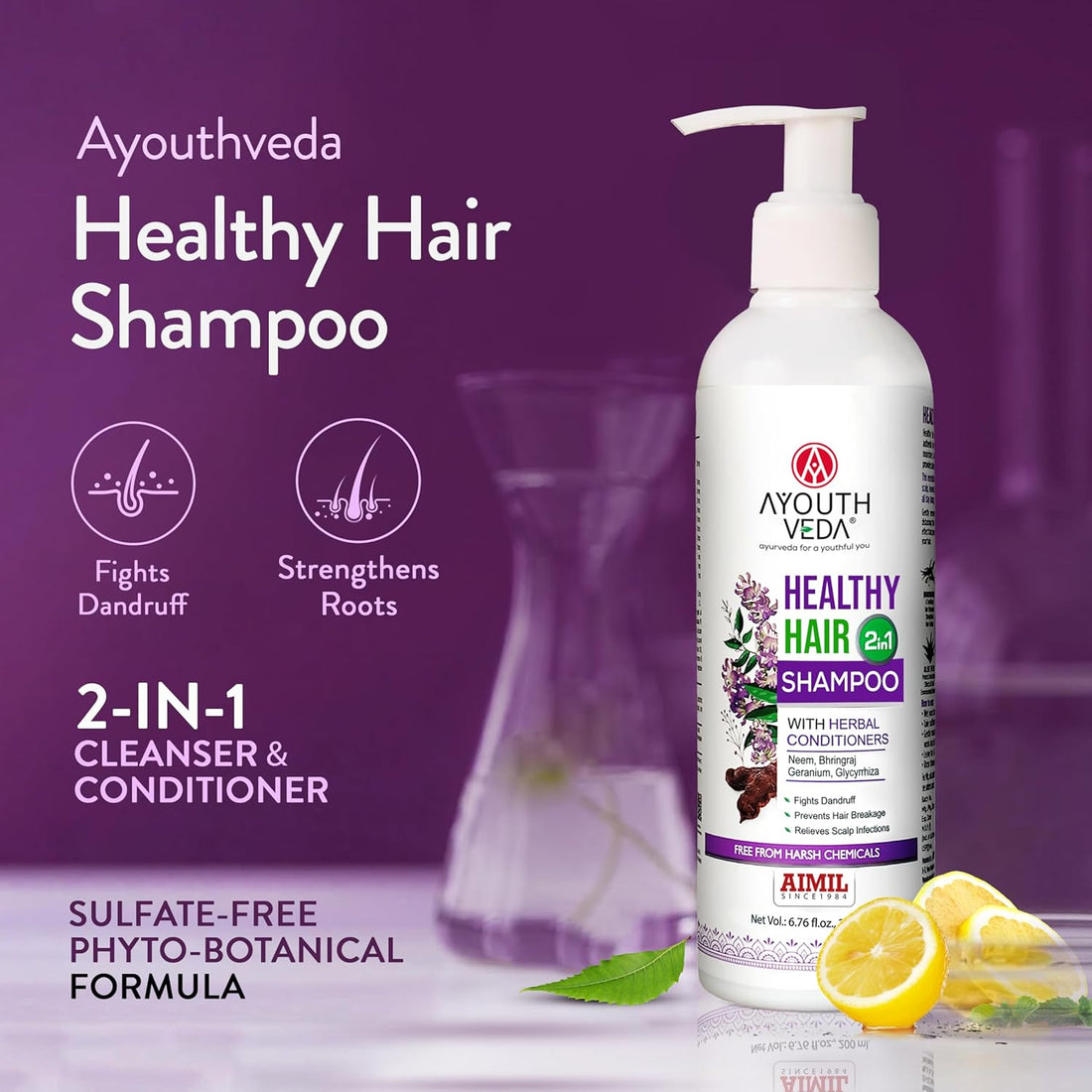 Ayouthveda Healthy Hair 2 in 1 Shampoo with Herbal Conditioners - 200ml