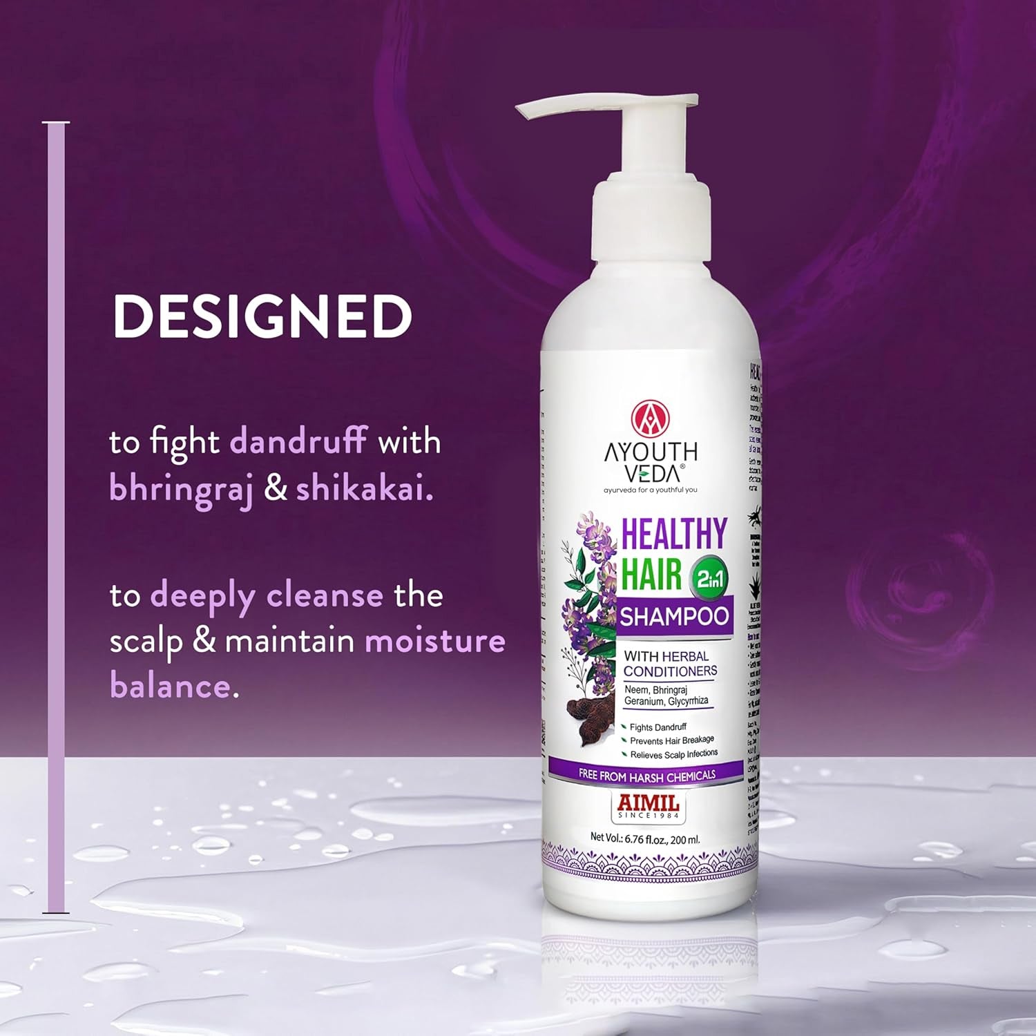 Ayouthveda Healthy Hair 2 in 1 Shampoo with Herbal Conditioners - 200ml