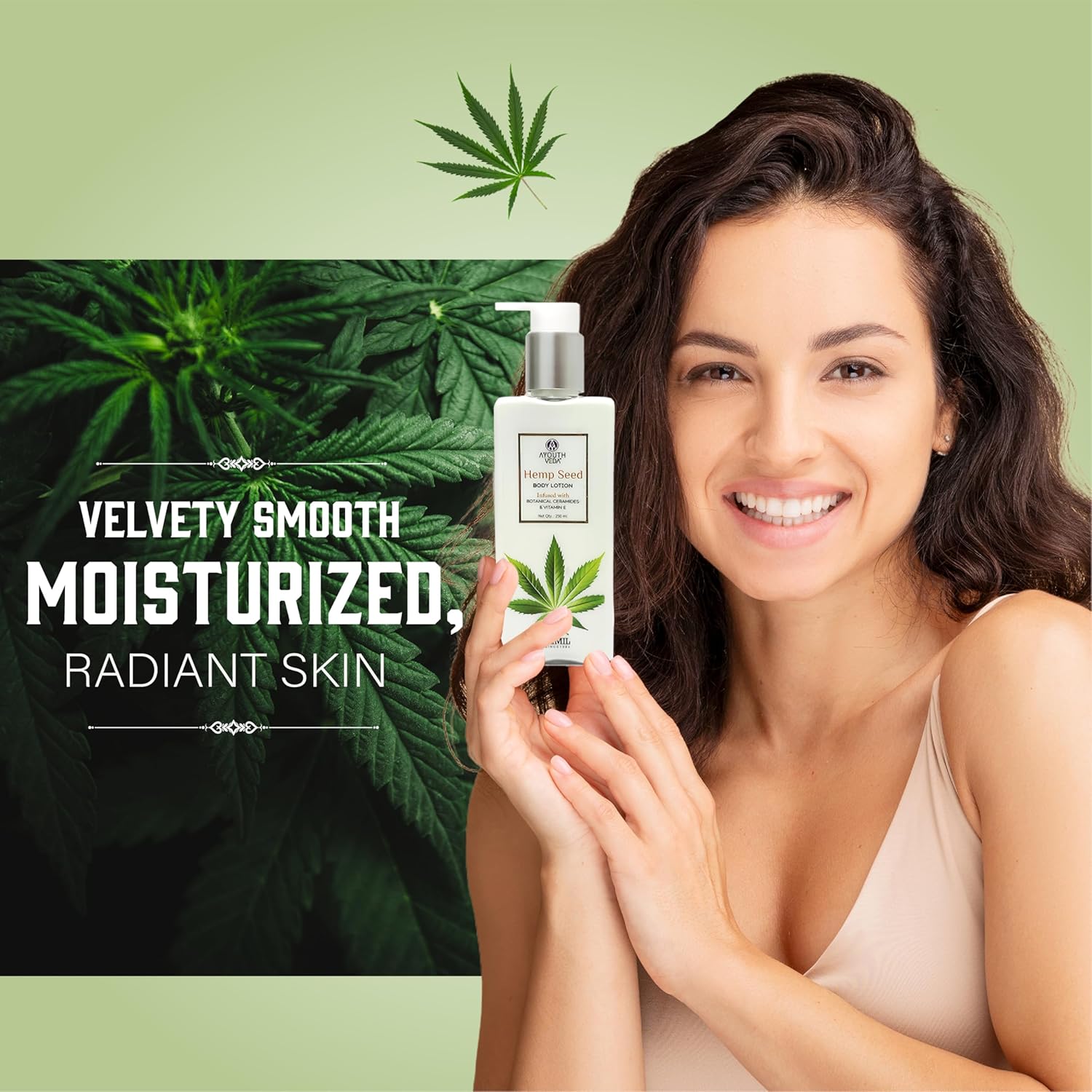 Ayouthveda Hemp Seed Body Lotion with Botanical Ceramides & Vitamin E for Deeply Hydrated Skin - 250ml