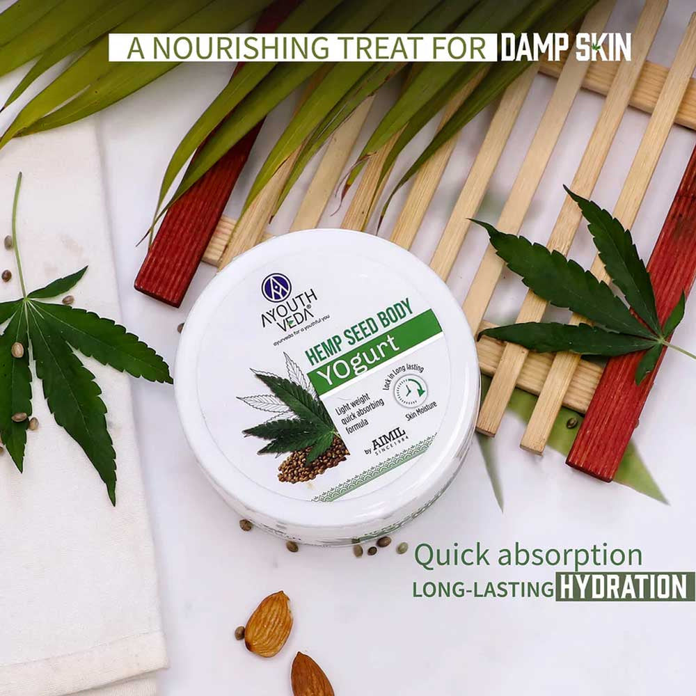Ayouthveda Hemp Seed Body Yogurt For Long-Lasting Hydrated & Smooth Skin - 200g