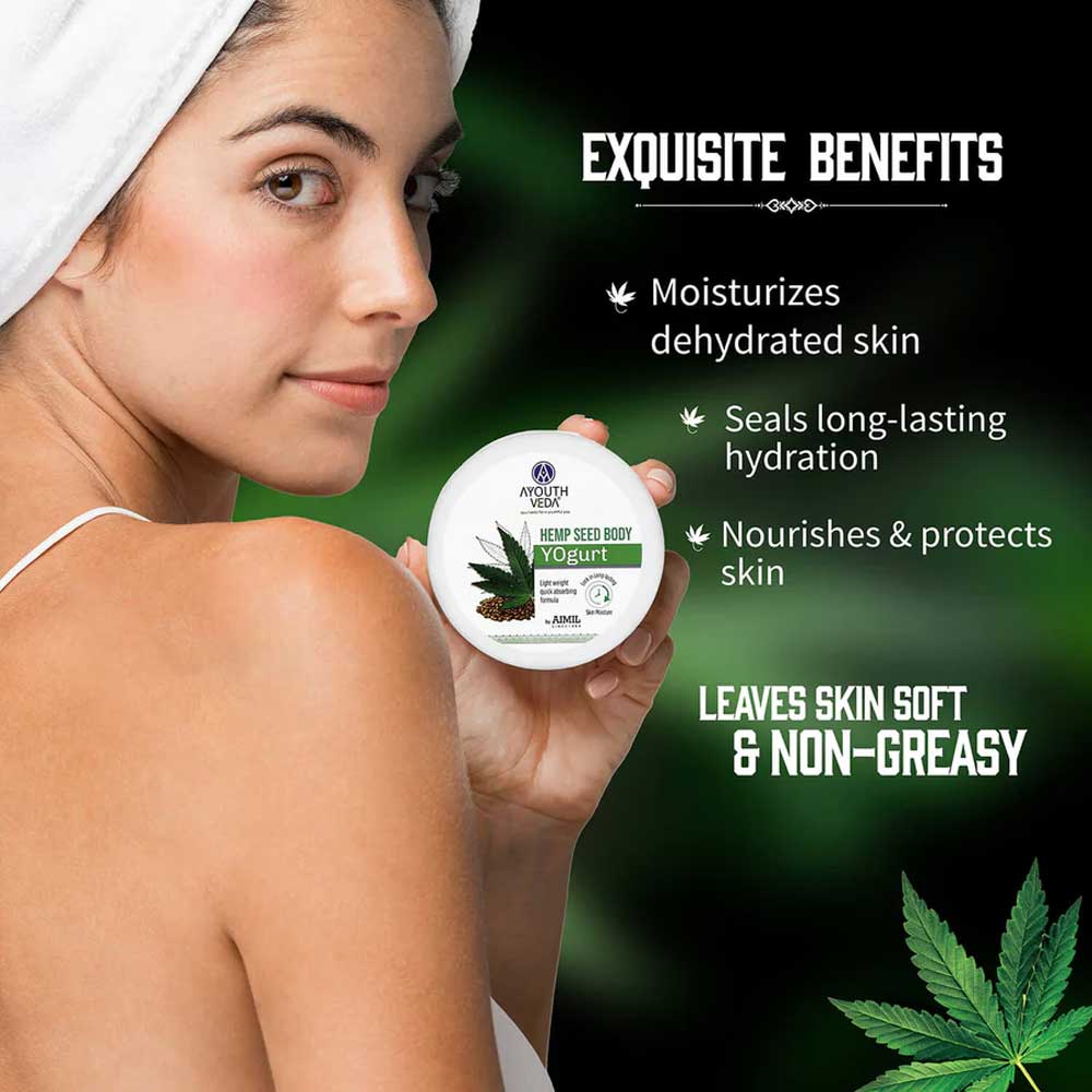 Ayouthveda Hemp Seed Body Yogurt For Long-Lasting Hydrated & Smooth Skin - 200g