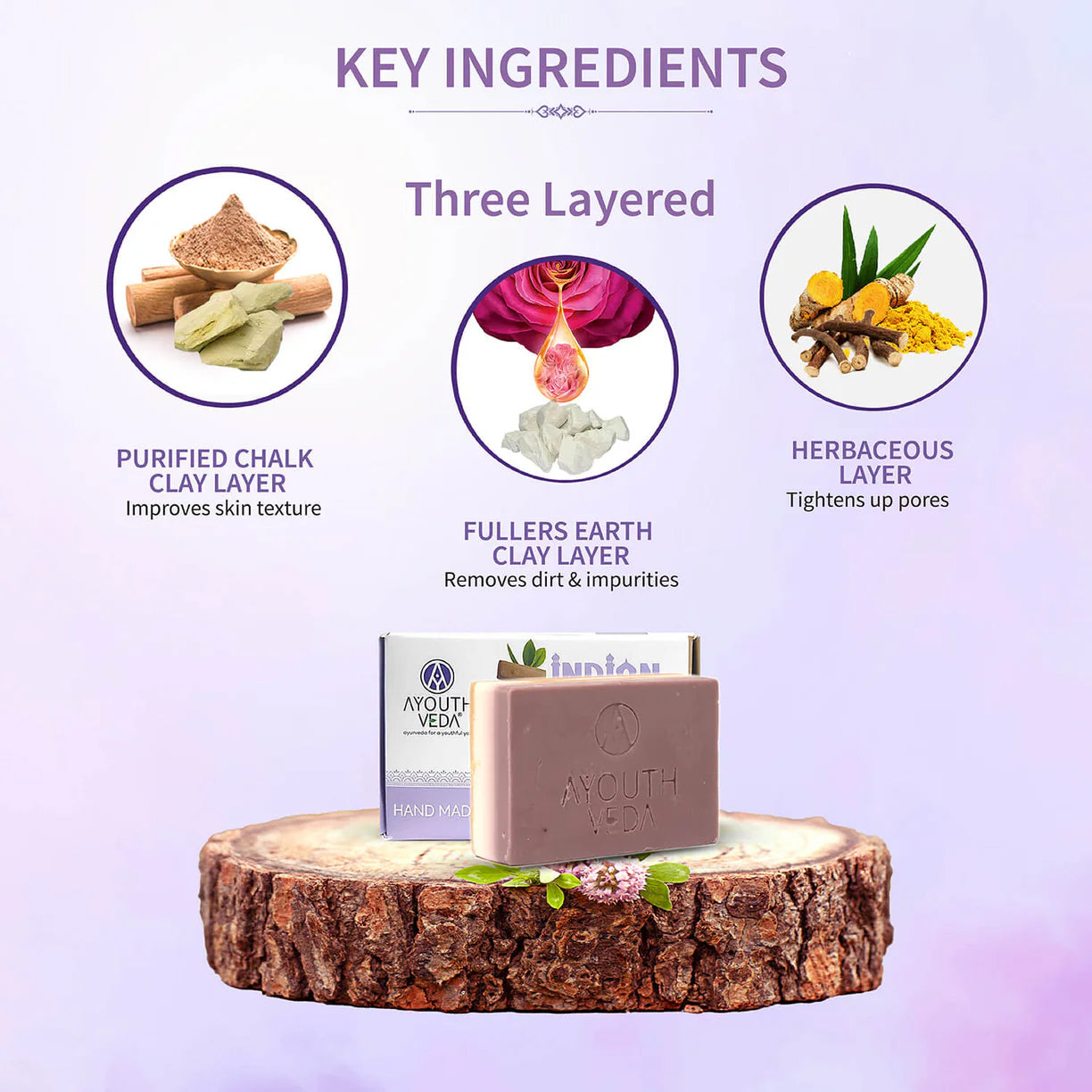 Ayouthveda Indian Clay Handmade Soap With Multani Mitti - 100g (Pack of 2)