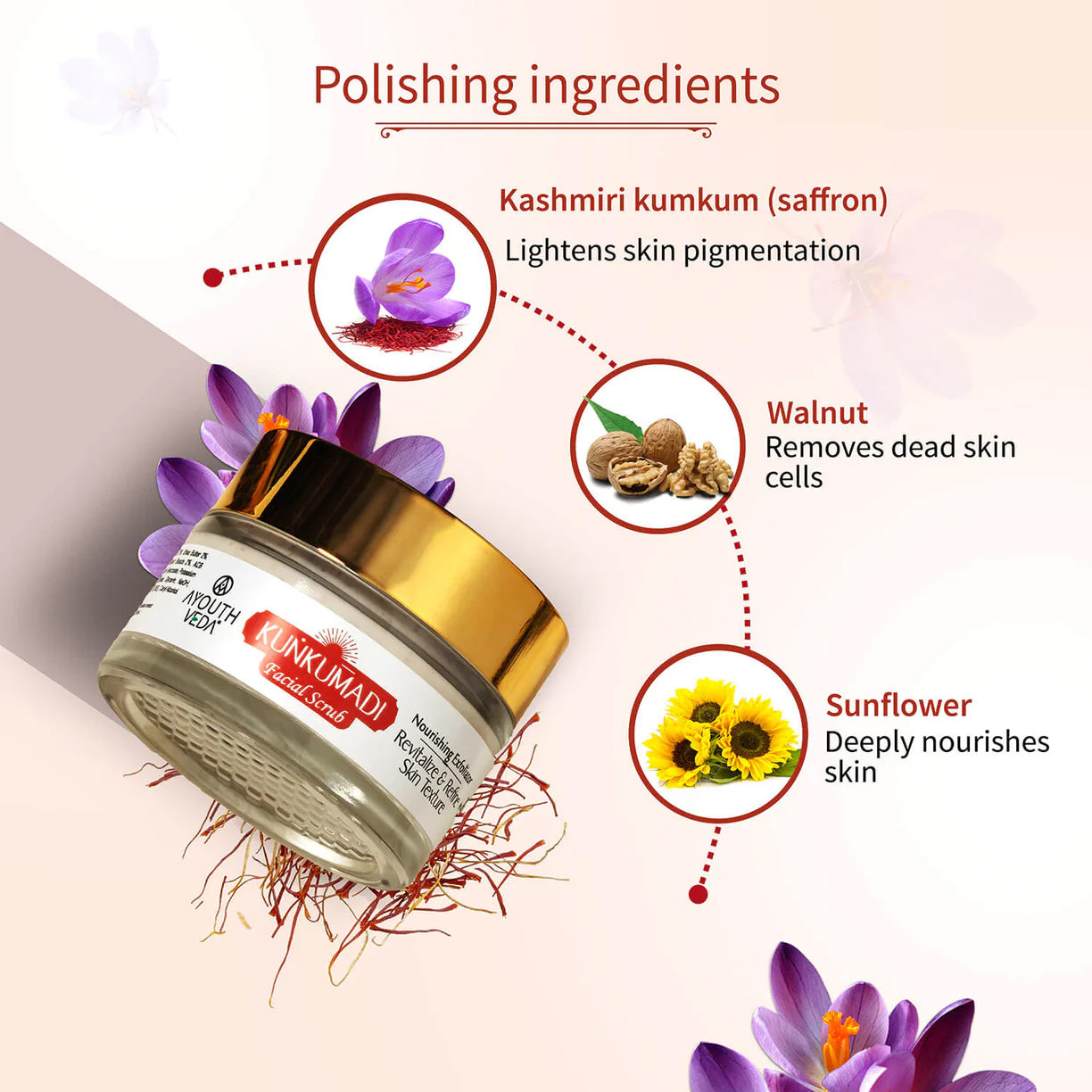 Ayouthveda Kunkumadi Facial Scrub | Revitalize & Refine Skin Texture - 50g