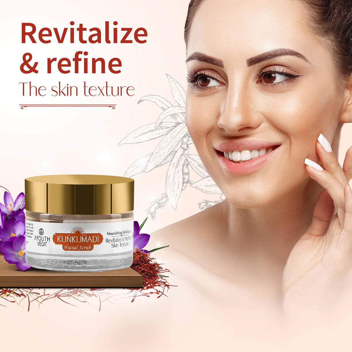 Ayouthveda Kunkumadi Facial Scrub | Revitalize & Refine Skin Texture - 50g