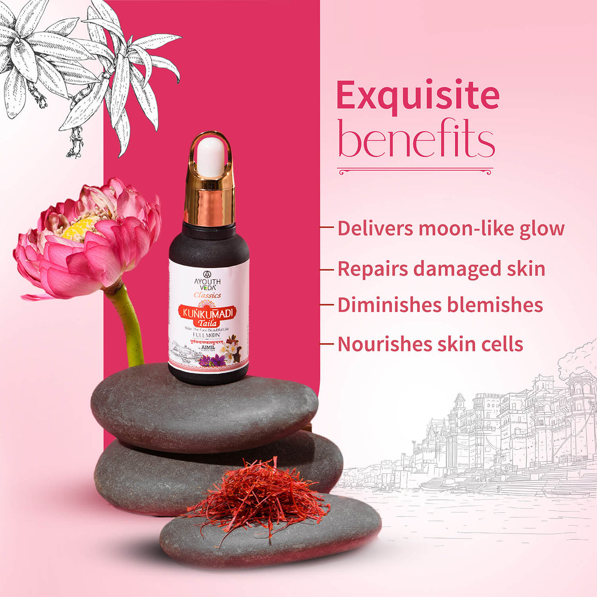 Ayouthveda Kunkumadi Taila For Glowing & Nourishing Skin | Repairs Damage Skin - 30ml