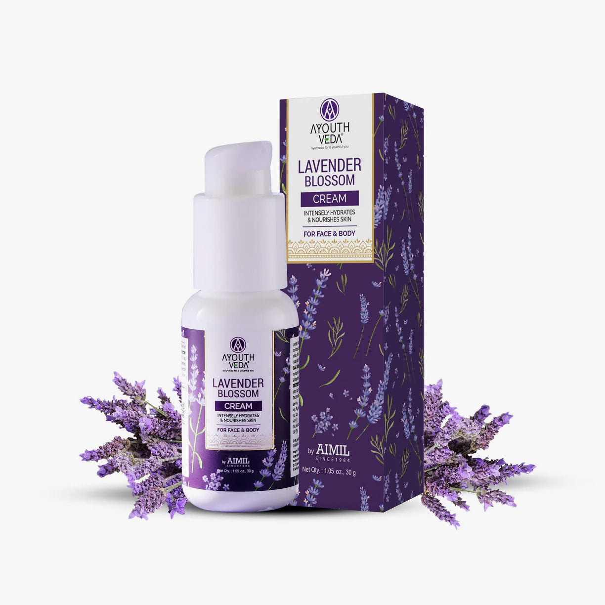 Ayouthveda Lavender Blossom Face Cream for Glowing Skin | With Lavender Extract & Sunflower Oil | Hydrating & Nourishing Moisturizer for Dry Skin - 30g