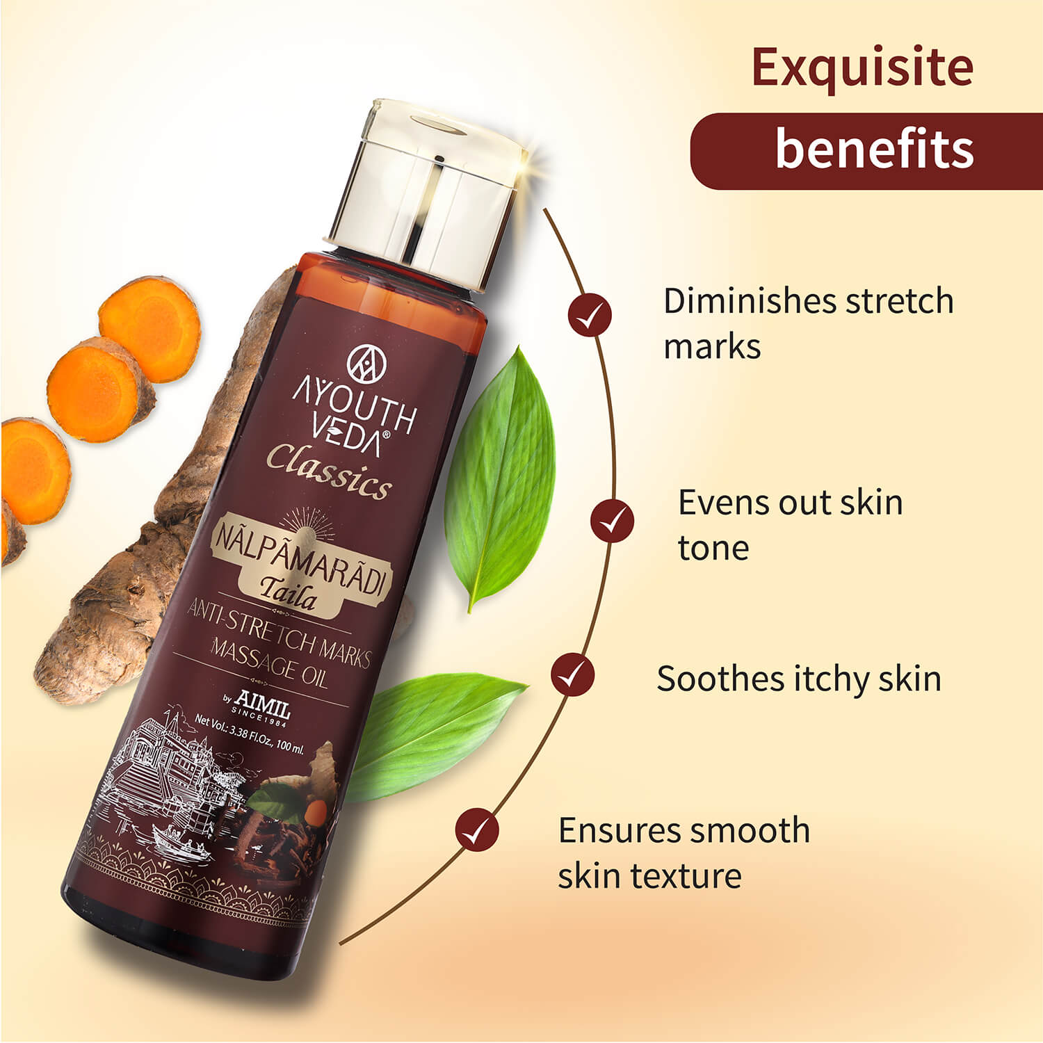 Ayouthveda Nalpamaradi Taila | Anti-Stretch Marks Massage Oil - 100ml
