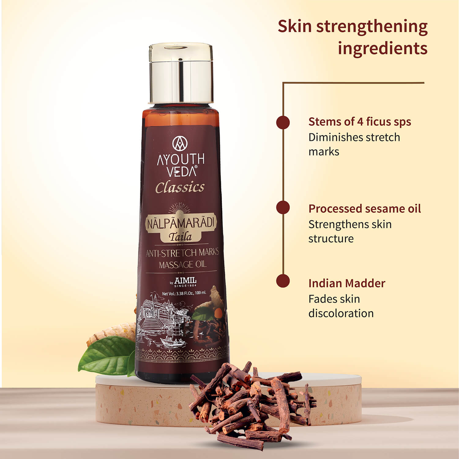 Ayouthveda Nalpamaradi Taila | Anti-Stretch Marks Massage Oil - 100ml