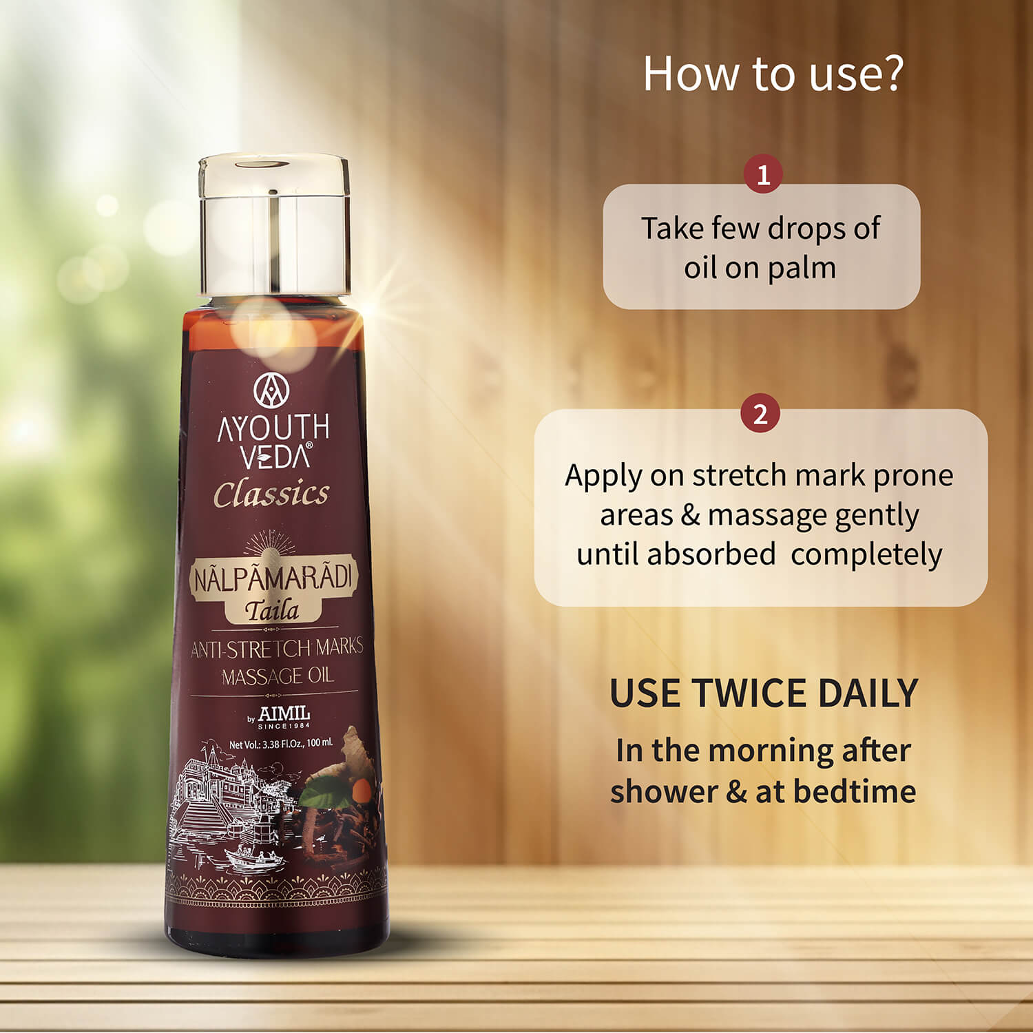 Ayouthveda Nalpamaradi Taila | Anti-Stretch Marks Massage Oil - 100ml