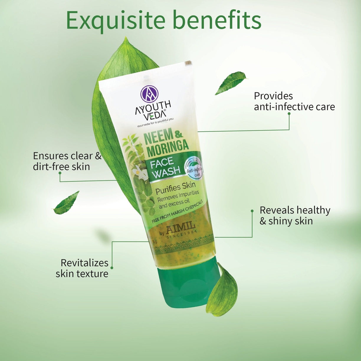 Ayouthveda Neem & Moringa Skin Purifying Face Wash with Turmeric & Moringa Extracts - 50g