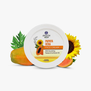 Ayouthveda Papaya Vera Face Cream with Nourishing Papaya & Sunflower Oil | Suitable For Dry to Normal Skin - 50g