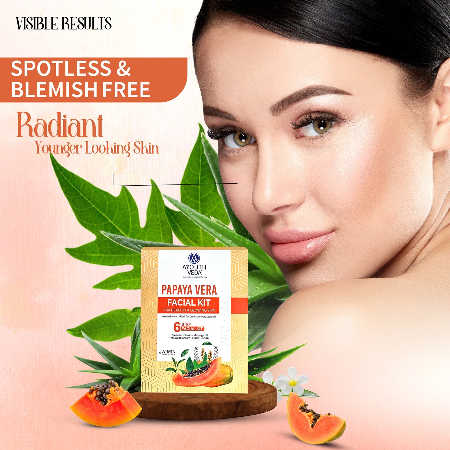 Ayouthveda Papaya Vera Facial Kit for Healthy And Glowing Skin - 40g