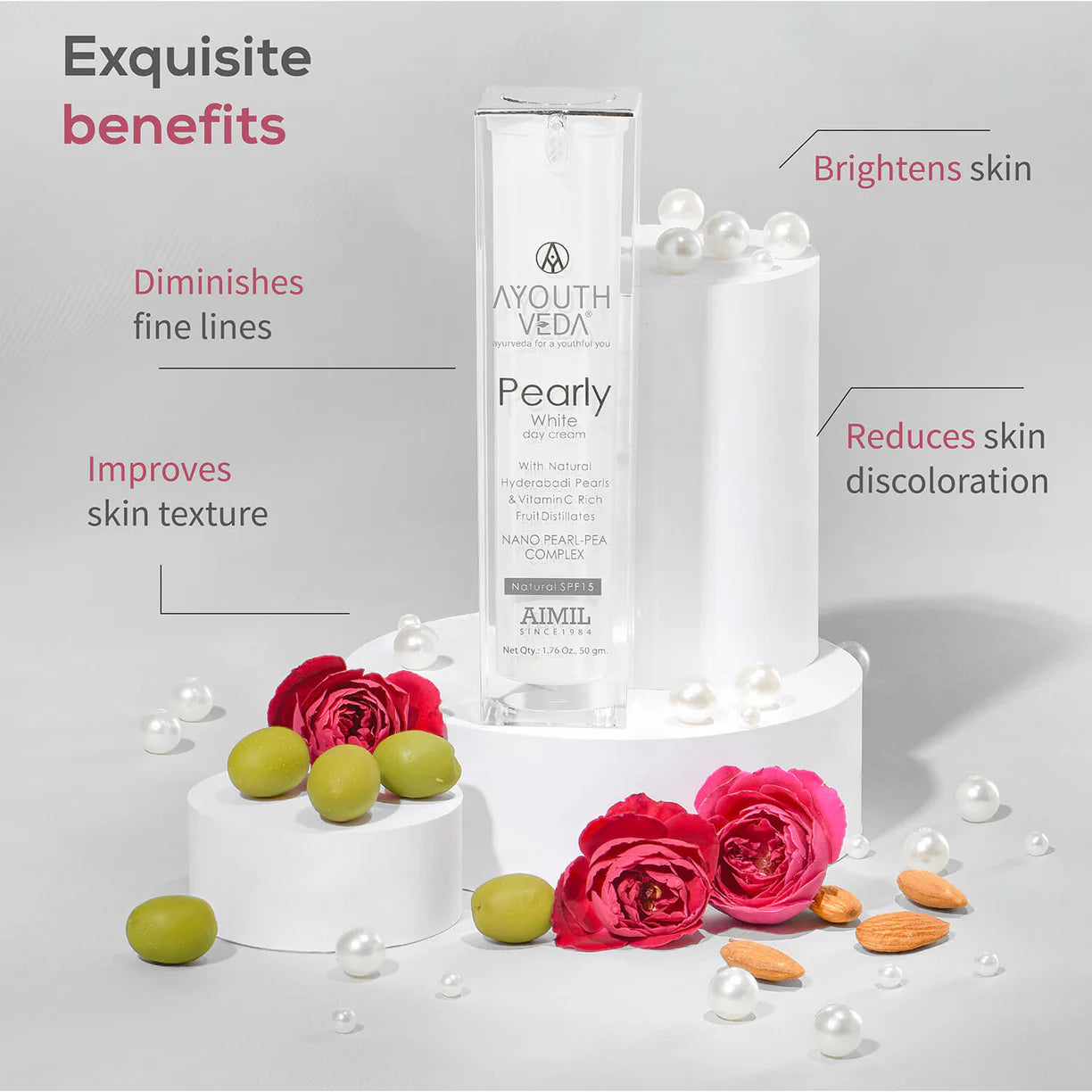 Ayouthveda Pearly White Day Cream With Natural SPF 15 | Suits Normal & Oily Skin - 30g