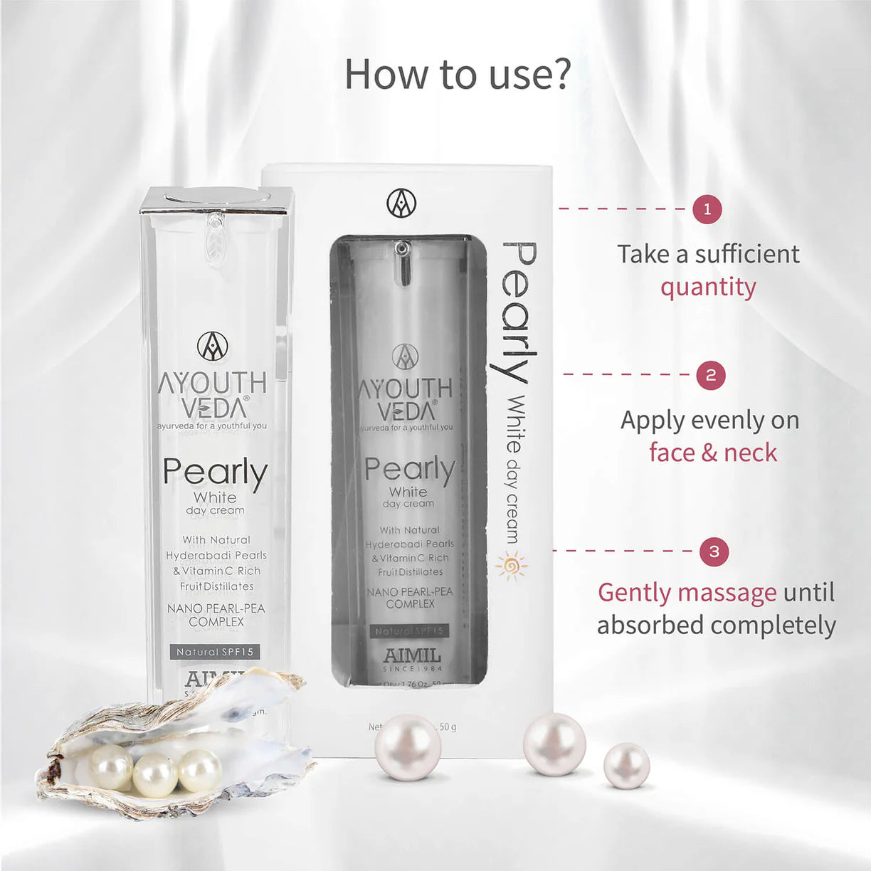 Ayouthveda Pearly White Day Cream With Natural SPF 15 | Suits Normal & Oily Skin - 30g