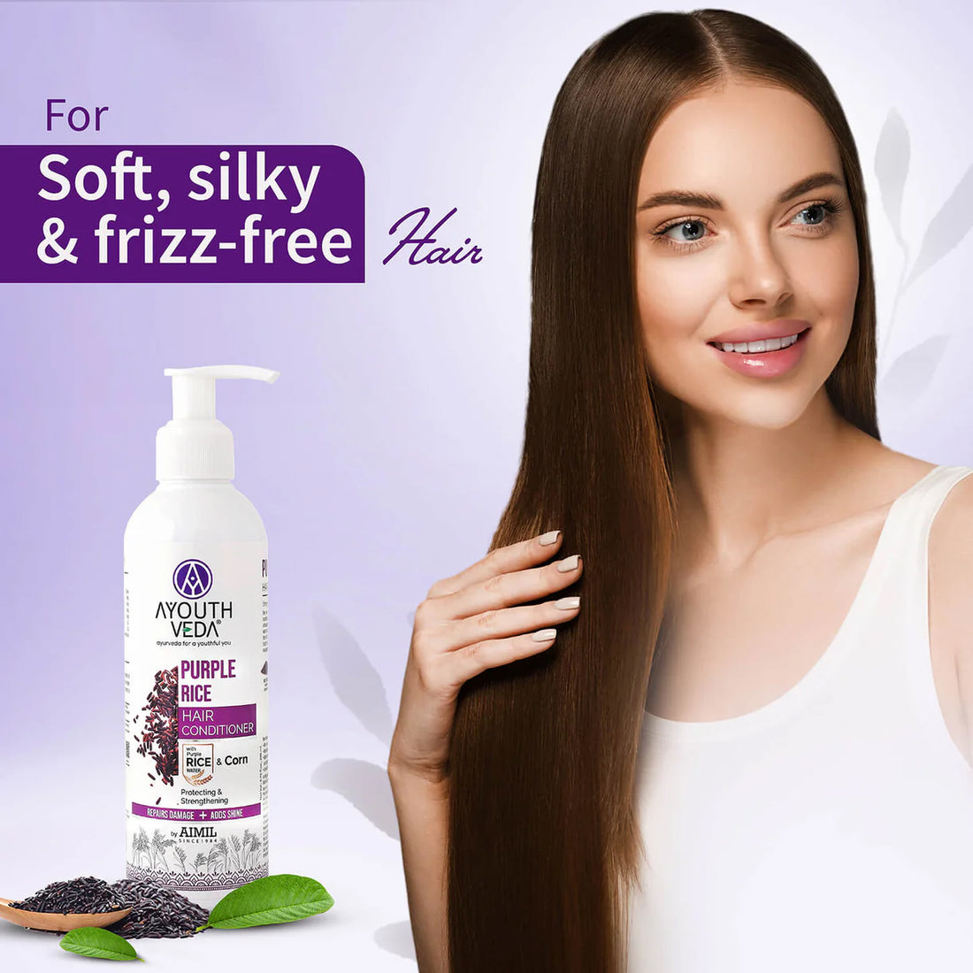 Ayouthveda Purple Rice Hair Conditioner with Rice Water & Kernel Protein For All Hair Types - 200ml