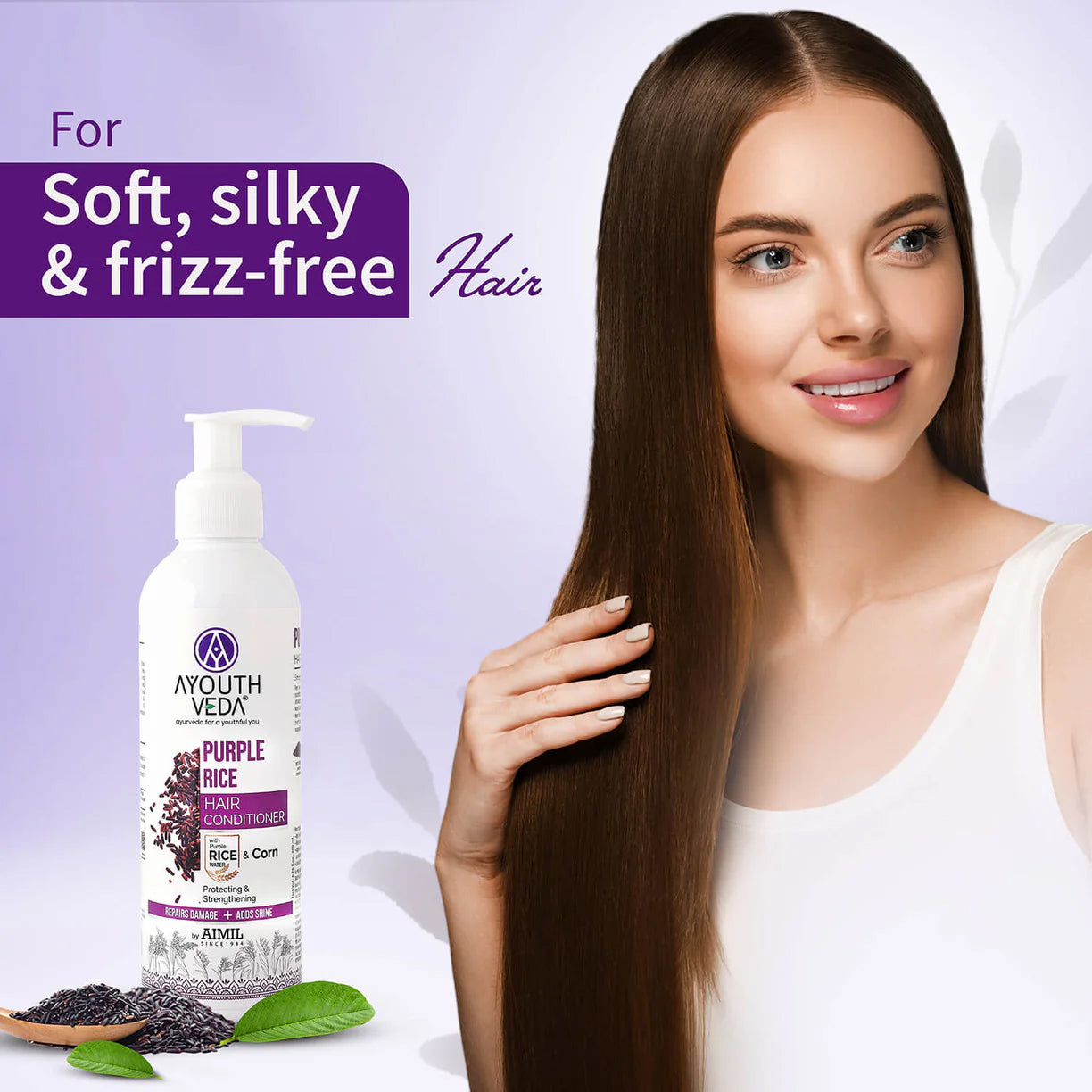 Ayouthveda Purple Rice Hair Conditioner with Rice Water & Kernel Protein For All Hair Types - 200ml