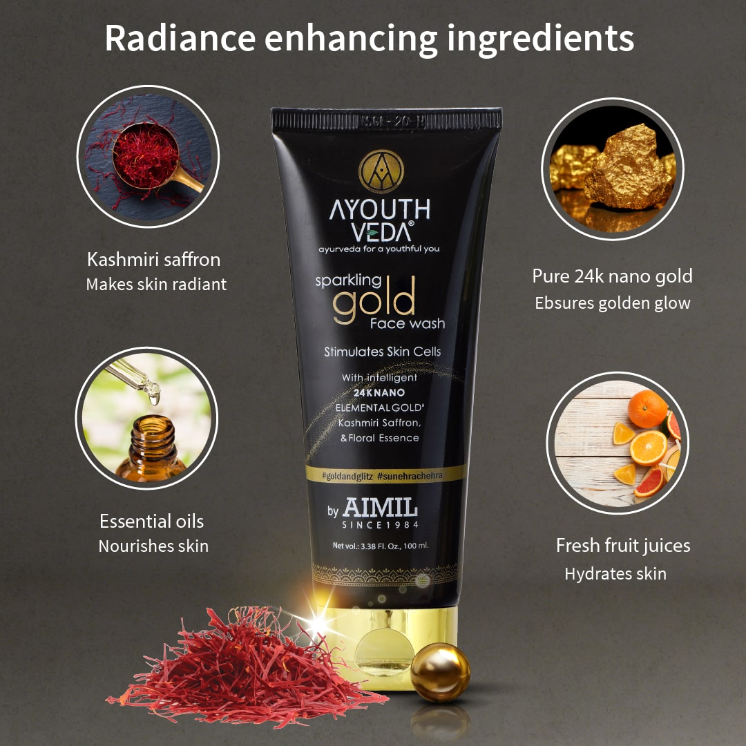 Ayouthveda Sparkling Gold Face Wash With 24k Gold & Saffron