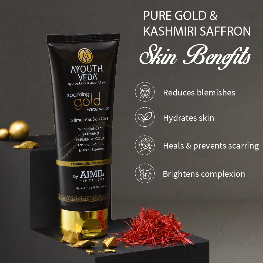 Ayouthveda Sparkling Gold Face Wash With 24k Gold & Saffron