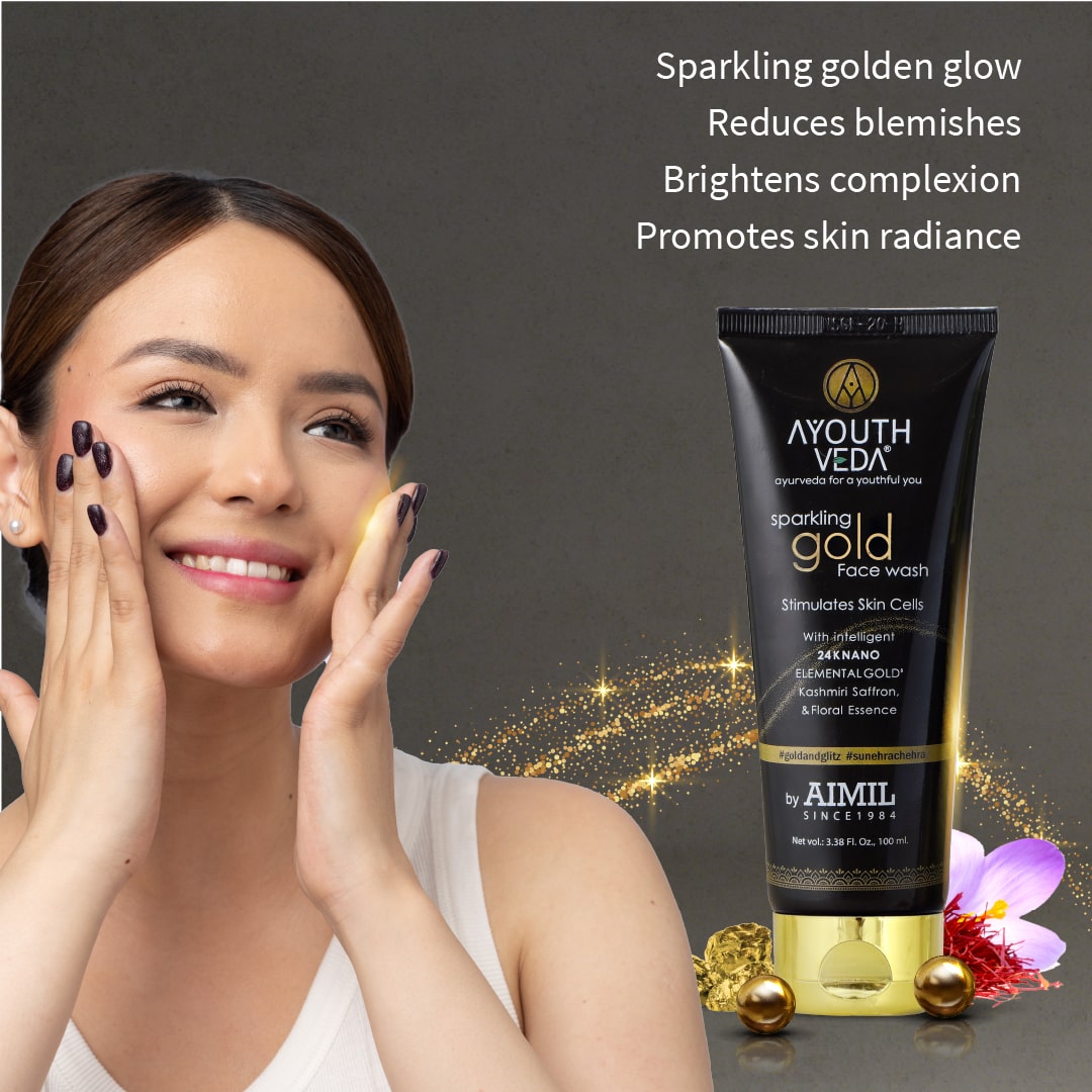 Ayouthveda Sparkling Gold Face Wash With 24k Gold & Saffron