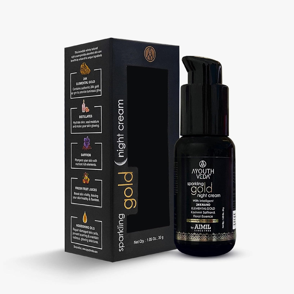 Ayouthveda Sparkling Gold Night Cream With 24k Gold & Saffron