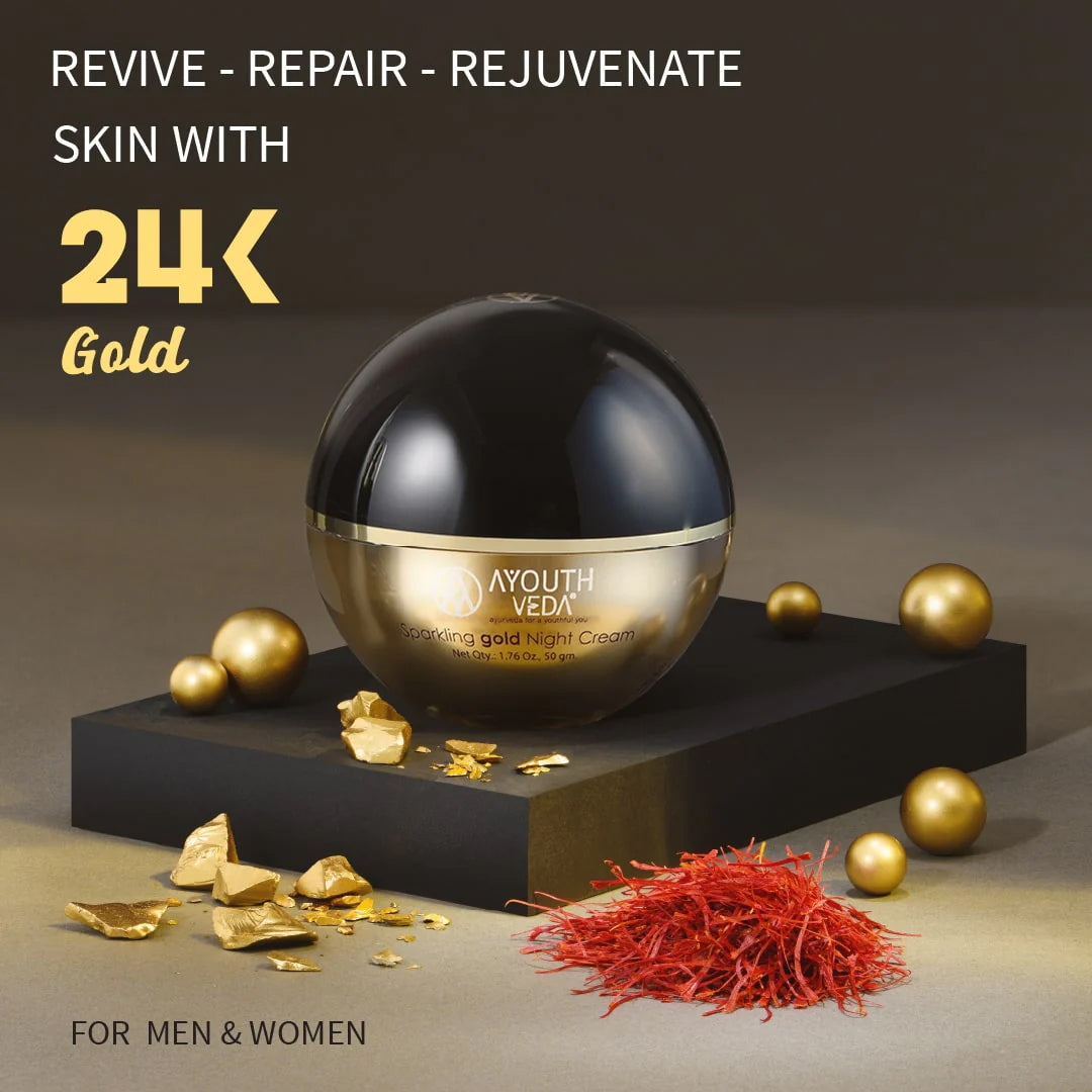 Ayouthveda Sparkling Gold Night Cream With 24k Gold & Saffron