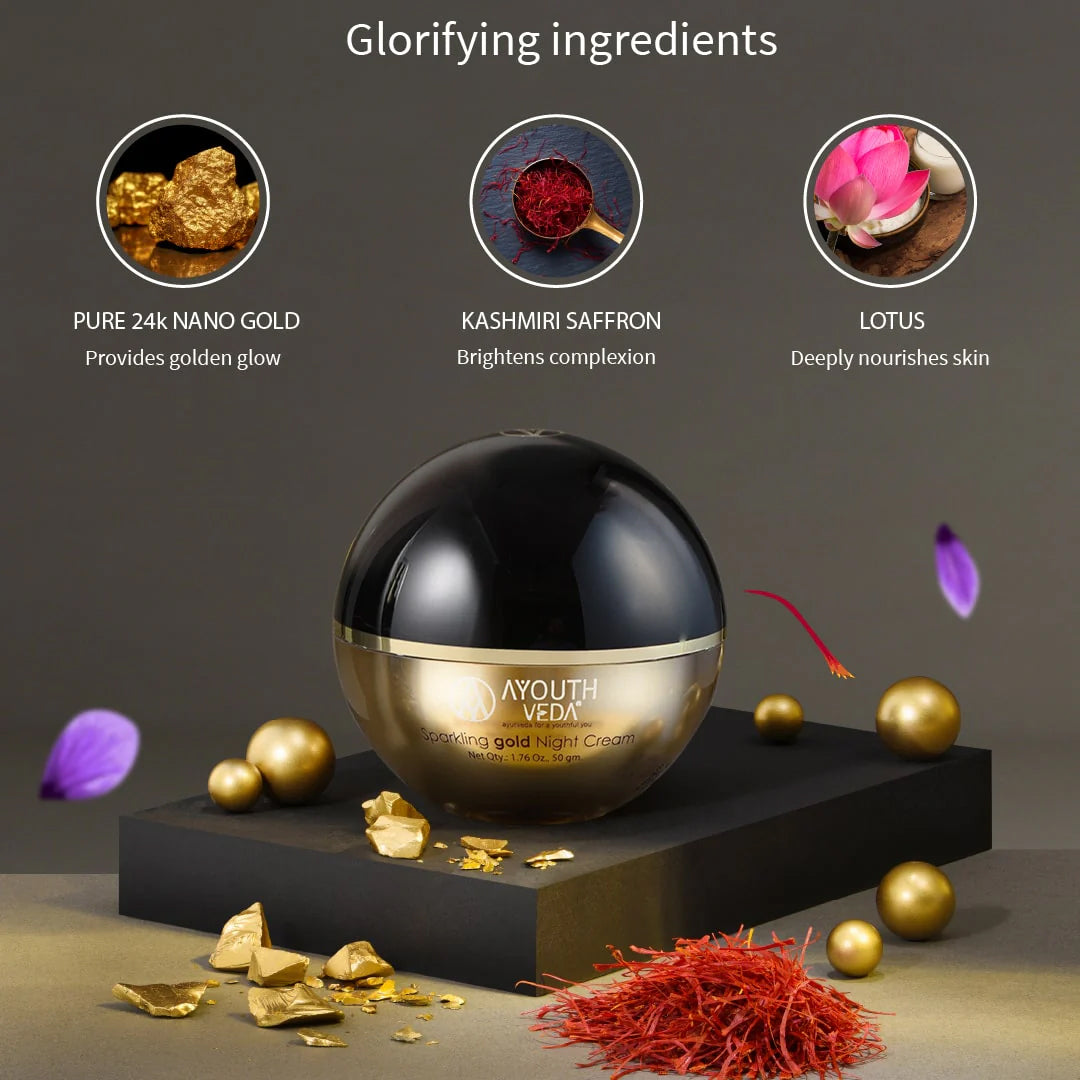 Ayouthveda Sparkling Gold Night Cream With 24k Gold & Saffron