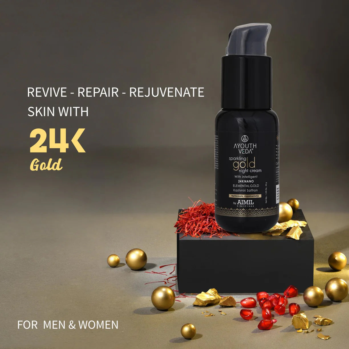 Ayouthveda Sparkling Gold Night Cream With 24k Gold & Saffron