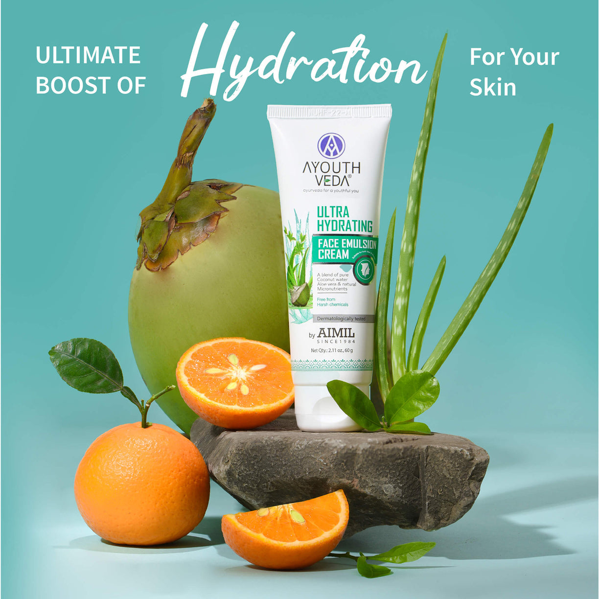 Ayouthveda Ultra Hydrating Face Emulsion Cream | 24-Hour Hydrating Moisturizer | For All Skin Types - 60g