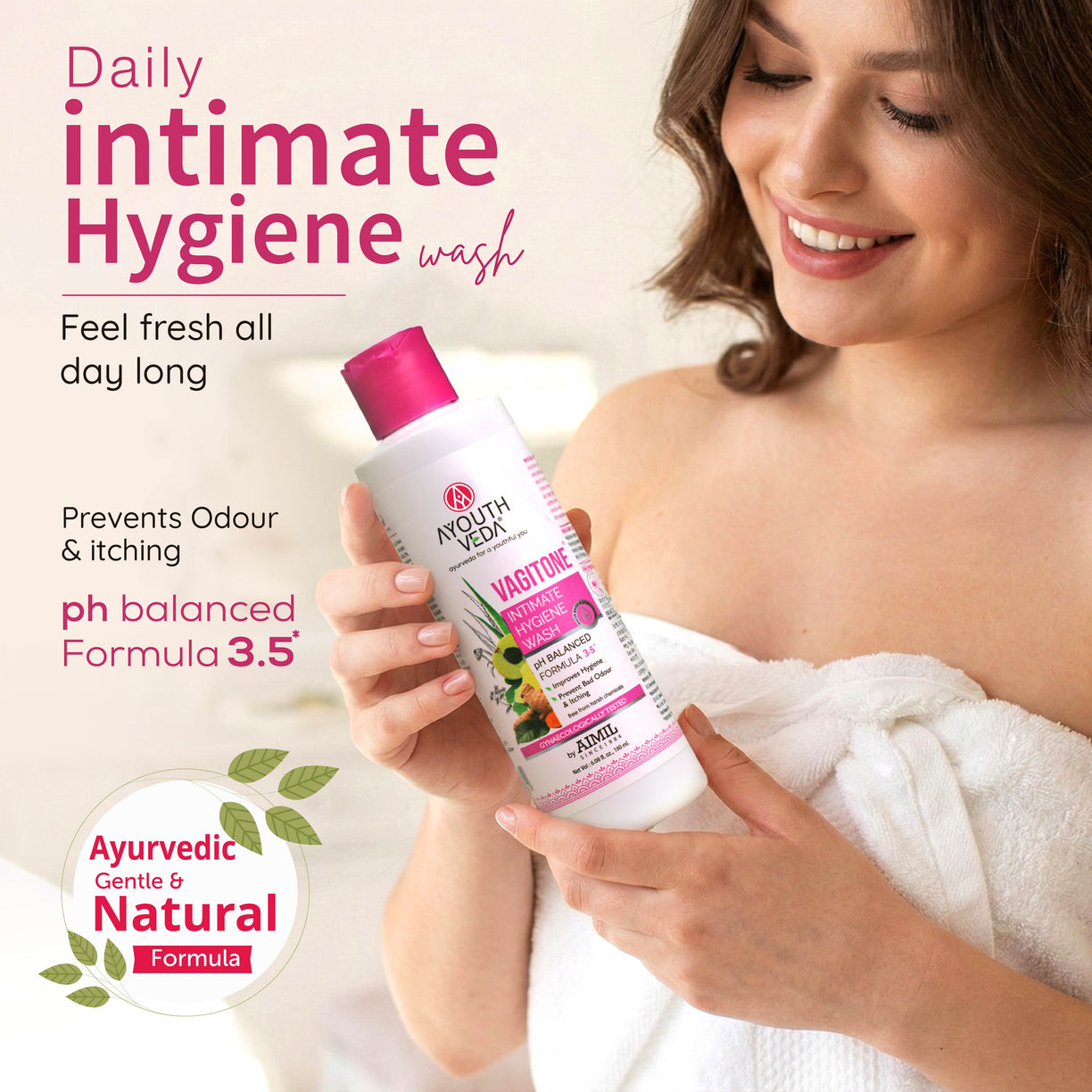 Ayouthveda Vagitone Intimate Hygiene Wash For Women | pH Balanced Daily Intimate Cleanser | Sulfate-Free, Gynaecologically Tested