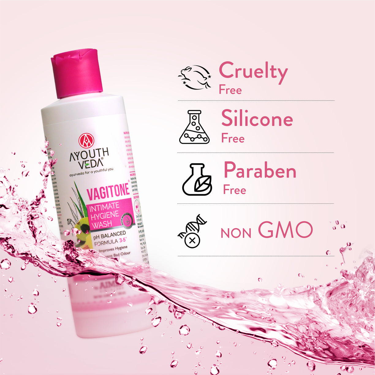 Ayouthveda Vagitone Intimate Hygiene Wash For Women | pH Balanced Daily Intimate Cleanser | Sulfate-Free, Gynaecologically Tested