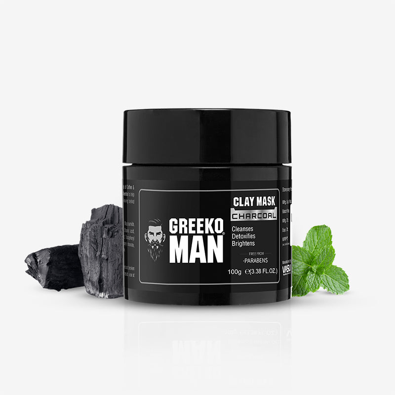 Greeko Man Charcoal Clay Mask For Healthy, Glowing, and Refreshing Skin - 100g