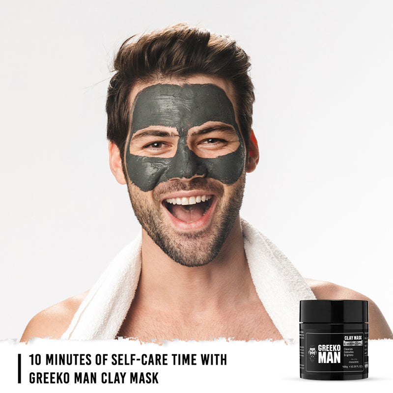 Greeko Man Charcoal Clay Mask For Healthy, Glowing, and Refreshing Skin - 100g