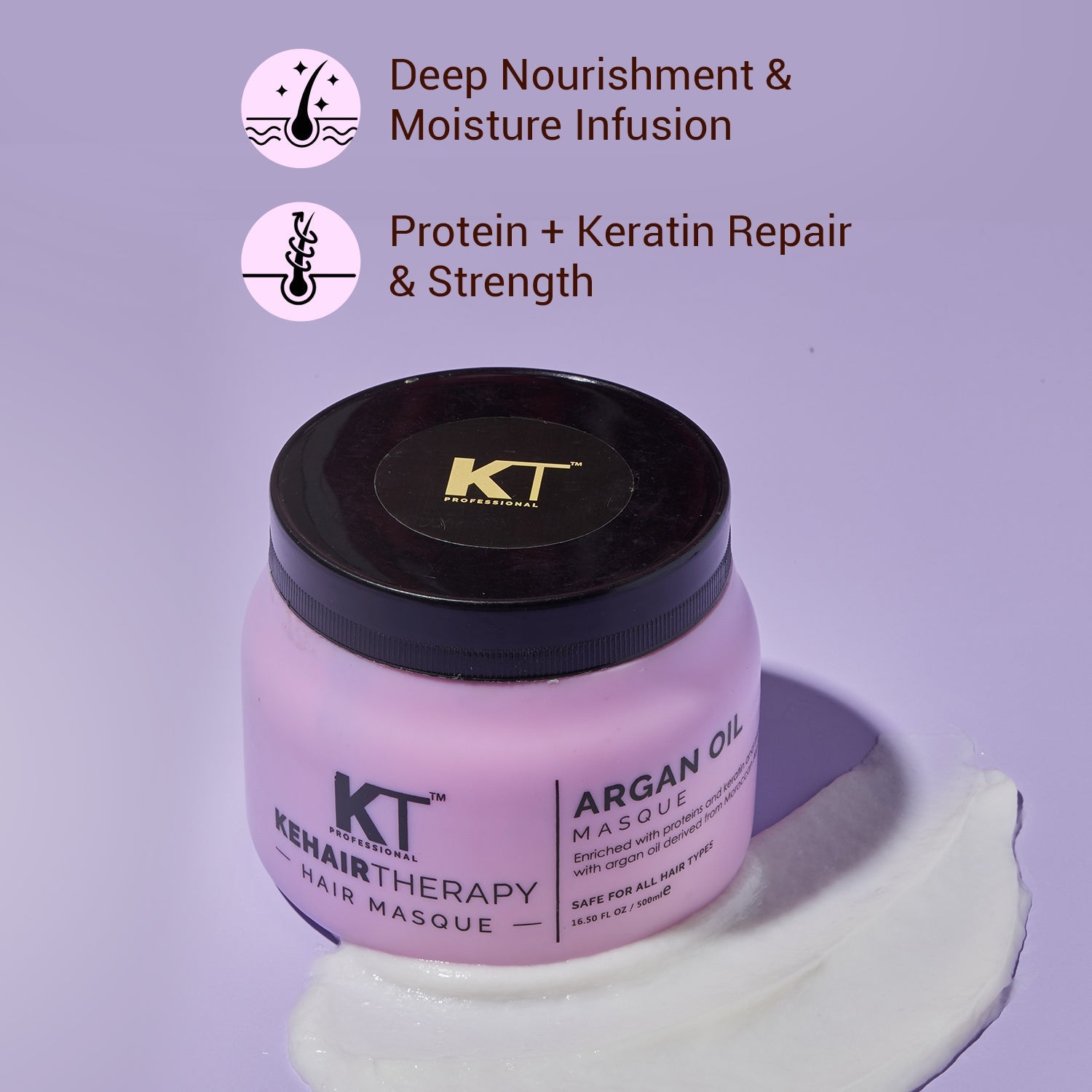 KT Professional Argan Oil Hair Masque For Anti-Aging Treatment for Healthy, Shiny & Dry, Damaged Hair  - 500ml