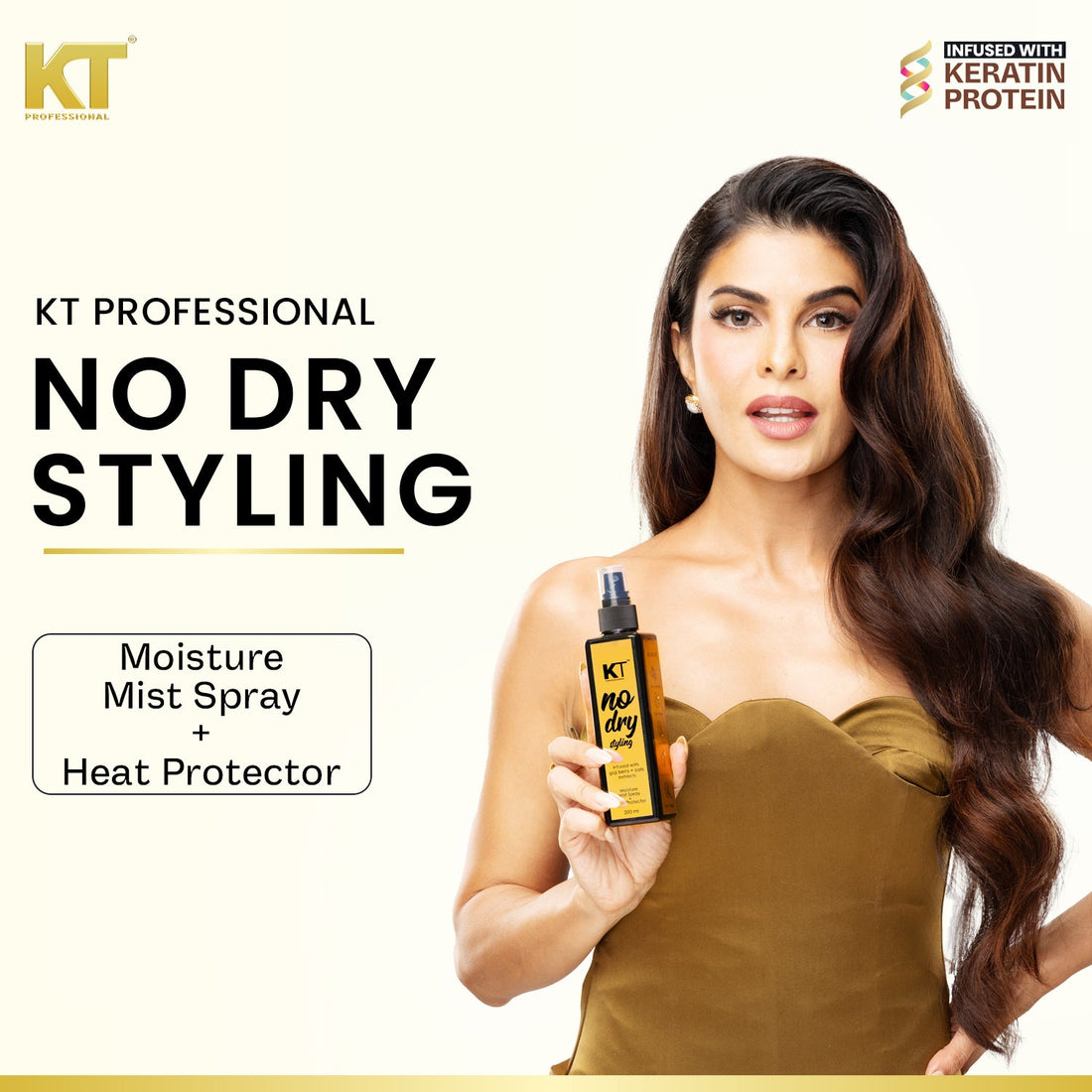 KT Professional No Dry Styling Moisture Mist Hair Spray & Heat Protector - 200ml