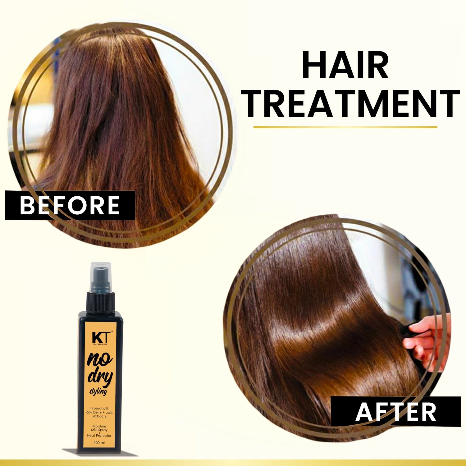 KT Professional No Dry Styling Moisture Mist Hair Spray & Heat Protector - 200ml