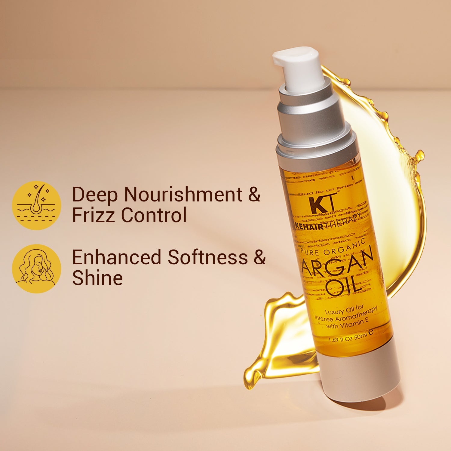 KT Professional Pure Organic Argan Oil Hair Serum To Repair Damage Hair Strengthen Dull & Dry Hair