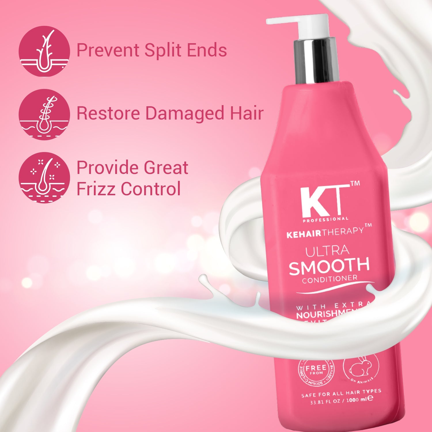 KT Professional Ultra Smooth Conditioner with Extra Nourishment & Revitalizing - 1000ml